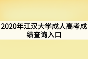 2020年江汉大学成人高考成绩查询入口