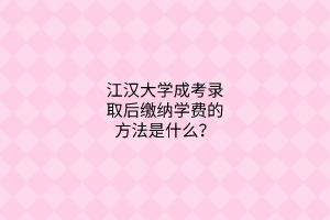 江汉大学成考录取后缴纳学费的方法是什么？